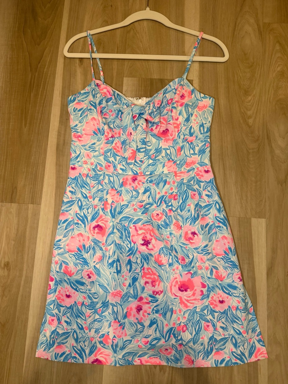Lilly Pulitzer Pink Floral Sundress on Blue